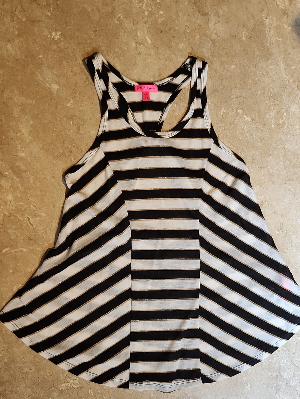 Betsey Johnson Striped Racerback Tank Top XS